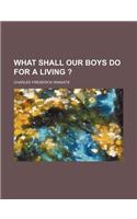 What Shall Our Boys Do for a Living ?