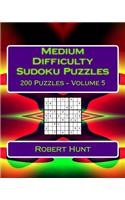 Medium Difficulty Sudoku Puzzles Volume 5: Medium Sudoku Puzzles For Intermediate Players