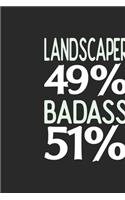 Landscaper 49 % BADASS 51 %: Landscaper Notebook - Landscaper Journal - 110 SKETCH Paper Pages - 6 x 9 - Handlettering - Logbook