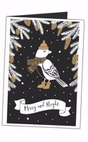 Merry And Bright: Winter Christmas Bird Blank Lined Writing Journal For Animal Lovers - Diary Designed As A Christmas Card