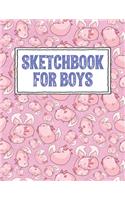 Sketchbook for Boys: Axolotl Sketch Book - A Cool Blank Pages with Border Notebook for Kids who Love Sketching, Doodling and Drawing