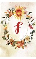 Notebook 6"x9", Letter F, Orange Green Floral Design: (6 Letter/Initial F - Orange Green Floral Design Notebook 6"x9" Alphabet)