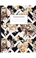 Composition Book: Monochrome Floral Design College Ruled Notebook for Taking Notes Journaling School or Work for Girls