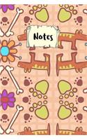 Notes: College Ruled Lined Paper 6 X 9, Cute Dogs, Bones and Flowers