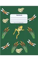 Notebook: Frog and Dragonfly - Large Notebook - Lined Pages in a Big Format with College Ruled Lines and a Soft Cover Paperback