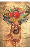 Boho Journal: 140 Lined Pages Softcover Notes Diary, Creative Writing, Class Notes, Composition Notebook - Boho Deer Head