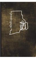 Rhode Island: 6" x 9" - 128 Pages: Rhode Island State Silhouette Hand Lettering Cursive Script Design on Soft Matte Cover - Notebook, Diary, Composition Book for 