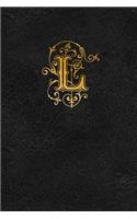 Old English Monogram Journal - Letter L: Elegant Golden Flourish Capital Letter on Black Leather Look Background