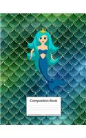 Composition Book 100 Sheets/200 Pages/8.5 X 11 In. Wide Ruled/ Green Mermaid: Writing Notebook Lined Page Book Soft Cover Plain Journal Fantasy Mythical