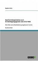 Quelleninterpretation zum Ermächtigungsgesetz vom 24.3.1933