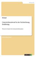 Unterrichtsentwurf in der Fachrichtung Ernährung: Thema der Stunde: Die Gewinnschwellenanalyse