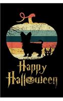 Happy Hallween: YORKSHIRE TERRIER In Pumpkin Vintage Retro Happy Halloween Journal/Notebook Blank Lined Ruled 6x9 100 Pages