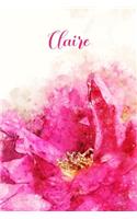 Claire: Pink Floral Personalized Name Journal for Women 6x9