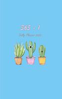 365 + 1 Daily Planner: Adorable Light Blue Cover with Cactae / One Day per Page / Everyday Time Schedule Planning - Trackers, Task Lists, Goals and Gratitude Section (incl