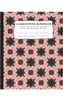 Composition Notebook: Glowing Pink Polka Dots with Medium Black Star: Composition book with Glowing Pink Polka Dots with Medium Black Star and Square Pattern cover, Wide 