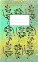 Green Gold Leaves Lined Journal