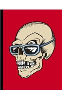 Cool Badass Skeleton Skull - Red College Ruled Composition Notebook