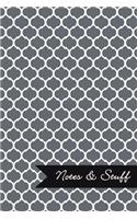 Notes & Stuff - Lined Notebook with Slate Grey Moroccan Trellis Pattern Cover: 101 Pages, Medium Ruled, 6 x 9 Journal, Soft Cover