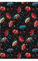 Bullet Journal Notebook Umbrellas in the Rain Pattern 2: 112 Page Numbered Dot Grid Bullet Journal with Index Pages and Key Pages in Portable 6 X 9 Size