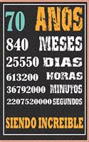 70 Años Siendo Increible: Regalo de Cuaderno / diario forrado para REGALO DE CUMPLEAÑOS DIVERTIDO Anos 70 SIENDO INCREIBLE, 110 Paginas, 15CMx23CM, Tapa blanda, Mate Terminar