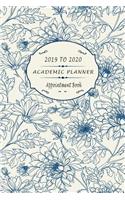 Academic Planner Appointment Book 2019 - 2020 Blue Floral design
