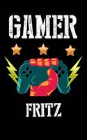 Gamer Fritz: Kariertes Notizbuch mit 5x5 Karomuster für deinen personalisierten Vornamen