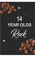 14 year olds rock: funny and cute blank lined journal Notebook, Diary, planner Happy 14th fourteenth Birthday Gift for fourteen year old daughter, son, boyfriend, girl