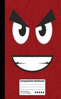 Angry Red Emoticon Composition Notebook: Wide Ruled Line Paper Student Notebook for School, Journaling or Personal Use.