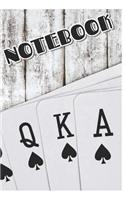 Notebook: Beautiful Poker Notebook/Journal for Casino Gambling Players to Write in (6x9 Inch.) 120 Blank Lined Pages for (Black&white Pattern)