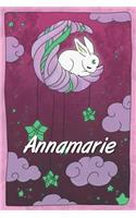 Annamarie: personalized notebook sleeping bunny on the moon with stars softcover 120 pages blank useful as notebook, dream diary, scrapbook, journal or gift id