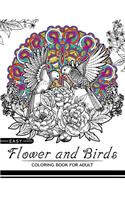 Easy Flower and Birds Coloring Book for Adult