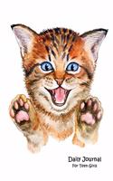 Daily Journal For Teen Girls: Paws Up Kitten Cover Large Journal 8.5 x 11