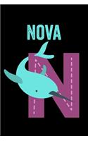 Nova: Journal (Diary, Notebook) Personalized Custom Name Alphabet Narwhal Birthday Gift for Girls