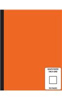 Low Vision Notebook: 1 Inch Graph Paper - Full Size Grid Ruled Notebook - Large Print Page Numbers - Orange Cover