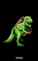 Notebook: Dotted Notizbuch mit Punkteraster A5 - Bogenschießen Notizbuch I Dinosaurier T-Rex Grafik mit Pfeile und Langbogen I Bogenschütze Schützenfest Gesch