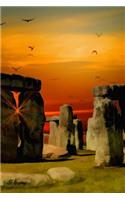 Journal: Stonehenge Sunset 6 x 9 Unlined Blank Empty Numbered 200 Pages