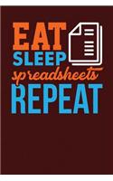 Eat Sleep Spreadsheets Repeat: Dark Red, Blue & Orange Design, Blank College Ruled Line Paper Journal Notebook for Accountants and Their Families. (Bookkeeping and Tax Season 6 x 