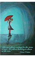 Dancing in the Rain - Blank Notebook with Fleur de Lis Corners: Soft Cover, 6 X 9 Journal, 190 Pages