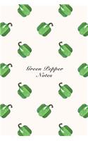 Green Pepper Notes: 6"x9" Notebook Watercolor Texture Design Vegetable Food Ingredient Pattern Cover. 108 Blank Lined Pages Matte Softcover Note Book Journal