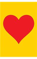 100 Page Blank Notebook - Red Heart on Gold