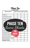 Phase Ten Score Sheets