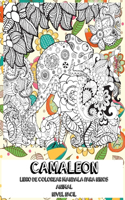 Libro de colorear Mandala para niños - Nivel fácil - Animal - Camaleón