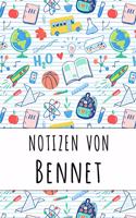 Notizen von Bennet: Liniertes Notizbuch für deinen personalisierten Vornamen