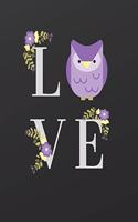 Cute Purple Owl Blank Journal for Sketching or Writing Love Doodling