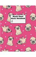 Blank Sheet Music Notebook: Easy Blank Staff Manuscript Book Large 8.5 X 11 Inches Musician Paper Wide 12 Staves Per Page for Piano, Flute, Violin, Guitar, Trumpet, Drums, Cell