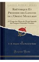RhÃ©torique Et Prosodie Des Langues de l'Orient Musulman: A l'Usage Des Ã?lÃ¨ves de l'Ã?cole SpÃ©ciale Des Langues Orientales Vivantes (Classic Reprint)