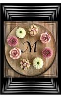 Initial M Notebook for Women and Girls, Pink Floral