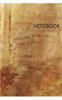 Notebook: Antique Blank Lined College Ruled Notebook 6x9 Inches 100 Pages Grunge Stained Wall Cover