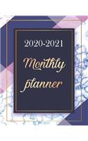 Monthly Planner 2020-2021: Colorful Marble, Blue and White 24 Months Academic Schedule With Insporational Quotes And Holiday.