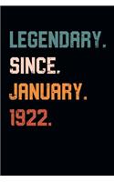 Blank Lined Journal, Notebook, Diary, Planner - Legendary Since January 1922 - 97th Birthday Gift For 97 Years Old Men and Women born in January